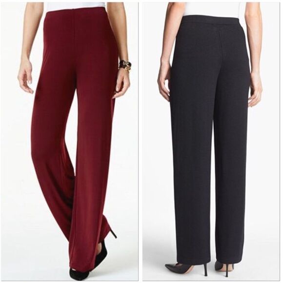 Revolve St. John Burgundy Cherry Santana Knit Wide Leg Pants Trousers - Picture 2 of 9